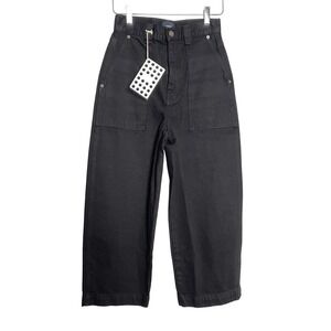 Khaite Wide Leg Crop High Rise Denim Jeans Size 26 Black